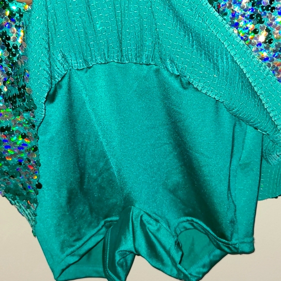 Teal Sequined Performance Jumpsuit - Picture 6 of 12